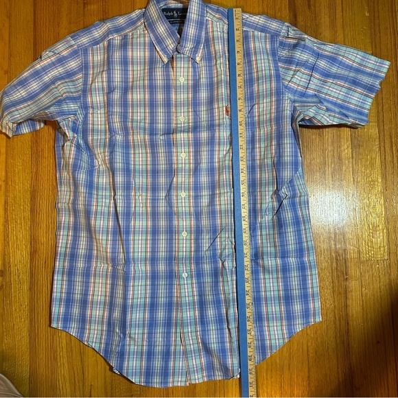 POLO RALPH LAUREN Short Sleeve Classic Fit Button Shirt Plaid Size Medium(e5 - Picture 5 of 9